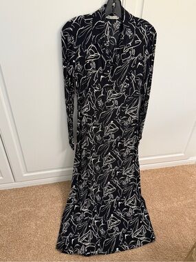 Zara Black Dress with White Abstract Floral Print